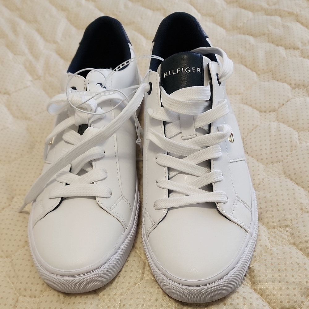 Tommy Hilfiger White and Navy Sneakers